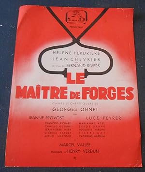 Image du vendeur pour Dossier de presse de Le Matre de Forges de Fernand Rivers mis en vente par Librairie Sedon