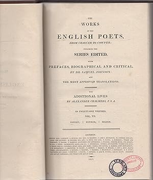 Seller image for The Works of the English Poets from Chaucer to Cowper, including the Series Edited, with Prefaces, Biographical and Critical, Vol.VII, Cowley, Denham, Milton for sale by Wyseby House Books