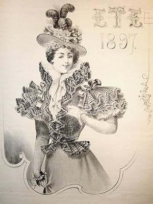 1897 Original French Belle Époque Fashion Poster, Été
