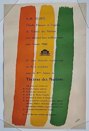 AFFICHE - VOEUX pour l'année 1960 du Théatre des NATIONS - Paris