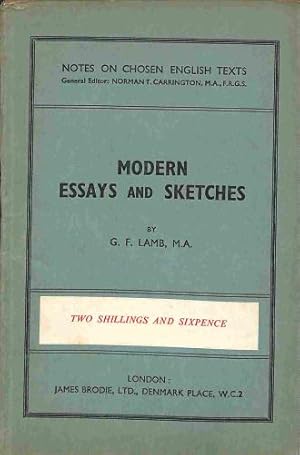 Seller image for Notes on Chosen English Texts - Modern Essays and Sketches for sale by WeBuyBooks