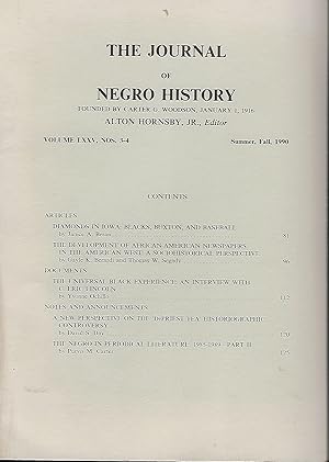 Bild des Verkufers fr THE JOURNAL OF NEGRO HISTORY: VOLUME LXXV, NOs 3-4; SUMMER, FALL, 1990 zum Verkauf von Antic Hay Books