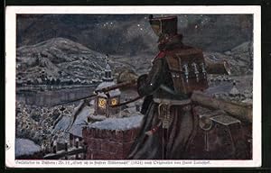 Bild des Verkufers fr Knstler-Ansichtskarte Hans Baluschek: Soldat steht in finsterer Mitternacht zum Verkauf von Bartko-Reher