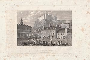 Imagen del vendedor de Das Edinburger Schloss vom Grassmarkte aus. Stahlstich-Ansicht von Dbler. a la venta por Antiquariat Dennis R. Plummer