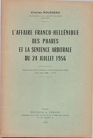 L'affaire franco-hellénique des phares et la sentence arbitrale du 24 juillet 1956