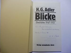 H.G. Adler - Blicke - Gedichte 1947-1951. + AUTOGRAPH *.