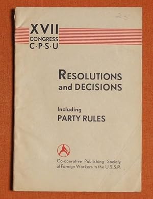 Seller image for Seventeenth Congress of the Communist Party of the Soviet Union : Resolutions and decisions, including party rules. for sale by GuthrieBooks