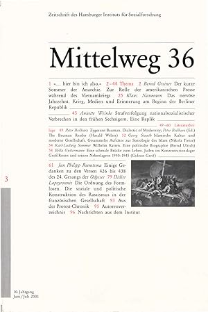 Imagen del vendedor de Mittelweg 36. Zeitschrift des Hamburger Instituts fr Sozialforschung. Heft 3 / 2001. a la venta por Schrmann und Kiewning GbR