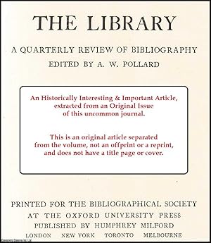 Image du vendeur pour The Importation of Books into England in the Fifteenth and Sixteenth Centuries: an Examination of Some Custom Rolls. An original article from the Library, a Quarterly Review of Bibliography, 1924. mis en vente par Cosmo Books