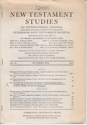 Image du vendeur pour Response. Concerning the Jewish Sources. [From: New Testament Studies, Vol. 23, No. 1, October 1976]. mis en vente par Fundus-Online GbR Borkert Schwarz Zerfa