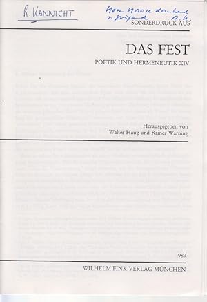 Thalia. [Aus: Das Fest. Poetik und Hermeneutik, Bd. 14]. Über den Zusammenhang zwischen Fest und ...