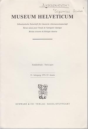 Imagen del vendedor de Zur ersten und siebten Ekloge des Calpurnius Siculus. [Aus: Museum Helveticum, 33. Jg., 1976]. a la venta por Fundus-Online GbR Borkert Schwarz Zerfa