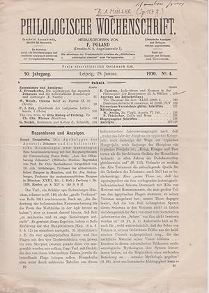 Seller image for Ernst Cassirer, Individuum und Kosmos in der Philosophie der Renaissance. Leipzig u. Berlin 1927, B. G. Teubner. (Studien der Bibliothek Warburg. Hrsg. v. Fritz Saxl. Bd. 10.) VIII, 458 S. 8. [Rezension aus: Philologische Wochenschrift, 50. Jg., No. 4, 1930]. for sale by Fundus-Online GbR Borkert Schwarz Zerfa