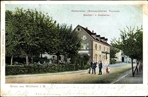 Ansichtskarte / Postkarte Müllheim in Baden Markgräflerland, Restauration Schnauzmeierei, Turnhal...