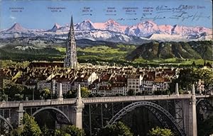 Ansichtskarte / Postkarte Kanton Bern, Eiger, Mönch, Jungfrau, Panorama, Viadukt