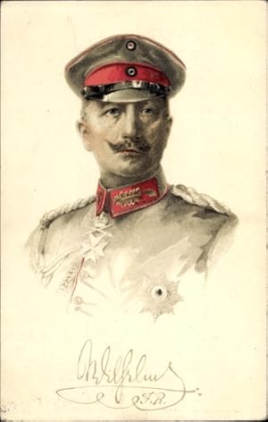 Künstler Ansichtskarte / Postkarte Kaiser Wilhelm II., Portrait, Uniform, Schirmmütze