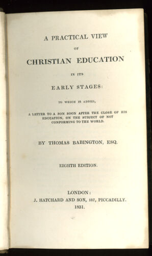 A Practical View of Christian Education in its Early Stages