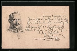 Bild des Verkufers fr Ansichtskarte Portrait von Kaiser Wilhelm II. zum Verkauf von Bartko-Reher