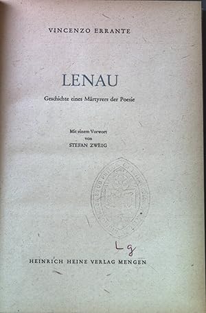 Seller image for Lenau : Geschichte eines Mrtyrers der Poesie. for sale by books4less (Versandantiquariat Petra Gros GmbH & Co. KG)