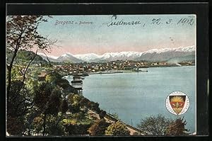 Bild des Verkufers fr Ansichtskarte Deutscher Schulverein Nr.: Bregenz a. Bodensee, Panoramablick auf Ort und Alpen zum Verkauf von Bartko-Reher