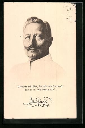 Bild des Verkufers fr Ansichtskarte Kaiser Wilhelm II. mit Zitat zum Verkauf von Bartko-Reher