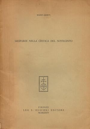Bild des Verkufers fr Leopardi nella critica del Novecento zum Verkauf von Biblioteca di Babele