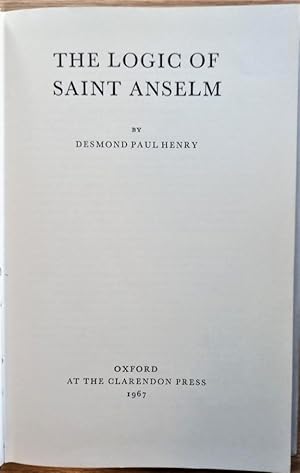 Bild des Verkufers fr THE LOGIC OF SAINT ANSELM zum Verkauf von Douglas Books