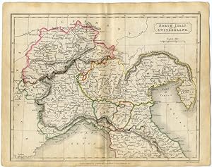 Historical 1820s Color Map NORTH ITALY AND SWITZERLAND