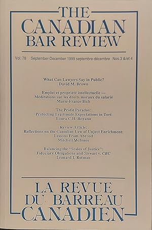 The Canadian Bar Review, Vol.78, No.3&4, September/December 1999