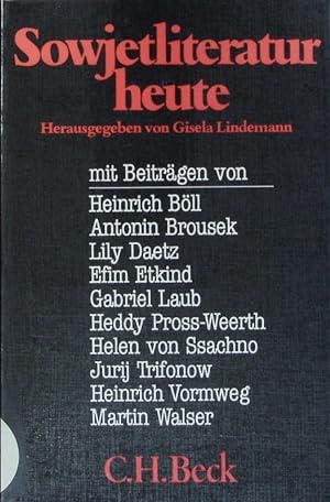 Bild des Verkufers fr Sowjetliteratur heute. Hrsg. von Gisela Lindemann. zum Verkauf von Antiquariat Bookfarm