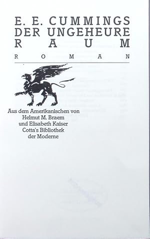 Bild des Verkufers fr Der ungeheure Raum. Roman. zum Verkauf von Antiquariat Bookfarm