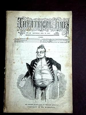 Theatrical Times, No 119. August 12 1848. Weekly Magazine. cover pic is Mr Hudspeth as Davy Dump ...
