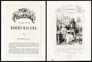 Antique Print-Robert Macaire-73-Taking care of his rich dying oncle-Daumier-1840