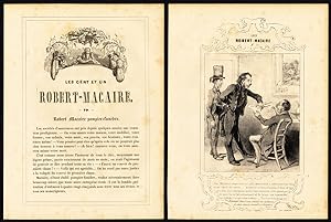 Antique Print-Robert Macaire-79-Selling a funeral insurance service-Daumier-1840