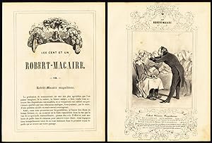 Antique Print-Robert Macaire-83-Advice stocks using fake hypnosis-Daumier-1840