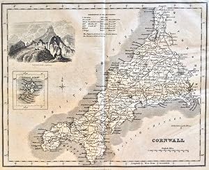 ORIGINAL 19th CENTURY MAP OF CORNWALL