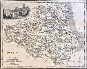 ORIGINAL 19th CENTURY MAP OF DURHAM