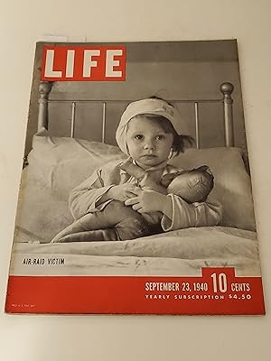 Seller image for September 23,1940 Life Magazine: Cecil Beaton Photographs of London Blitz - Battle of Britain - Vichy, France - Hyde Park - Mobile Army Hospital - Nudes in Munich Art Show - Brigham Young Movie Review - Don McNeill Beats Bobby Riggs for U.S.Tennis Championship for sale by rareviewbooks