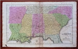 USA Antebellum South Arkansas Georgia Alabama Tennessee c. 1840's engraved map