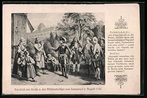 Bild des Verkufers fr Knstler-Ansichtskarte Knig Friedrich II. (der Grosse) und der Mhlenbesitzer von Sanssouci, Dialog zum Verkauf von Bartko-Reher