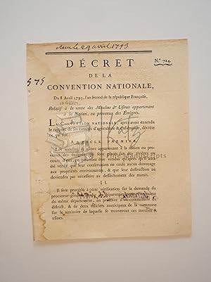 1793 Decree of the National Convention of France Addressing Emigres of the French Revolution