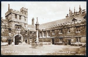 Oxford Corpus Christi Vintage 1949 Postcard Quadrangle Sepia Tone