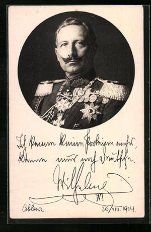 Ansichtskarte Portrait von Kaiser Wilhelm II. in Uniform mit Ordenspange