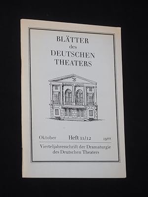 Blätter des Deutschen Theaters. Vierteljahresschrift der Dramaturgie des Deutschen Theaters. Heft...
