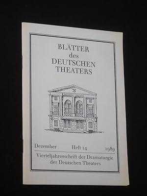 Bild des Verkufers fr Bltter des Deutschen Theaters. Vierteljahresschrift der Dramaturgie des Deutschen Theaters. Heft 14, Dezember 1989 zum Verkauf von Fast alles Theater! Antiquariat fr die darstellenden Knste