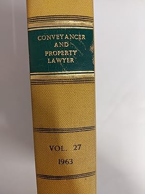 Immagine del venditore per The Conveyancer And Property Lawyer Volume 27 (New Series) venduto da Cambridge Rare Books