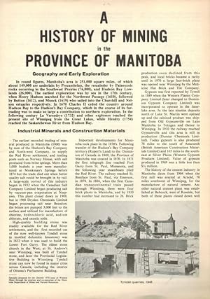 A History of Mining in the Province of Manitoba