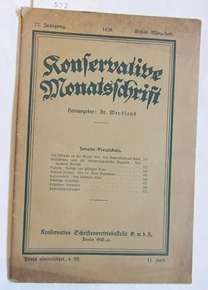 Imagen del vendedor de Konservative Monatsschrift. 77.Jg.,11.Heft. a la venta por Versandantiquariat Dr. Wolfgang Ru