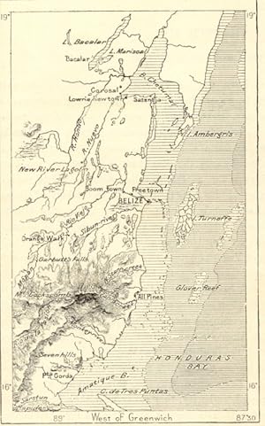 BRITISH HONDURAS, 1800s Antique Map