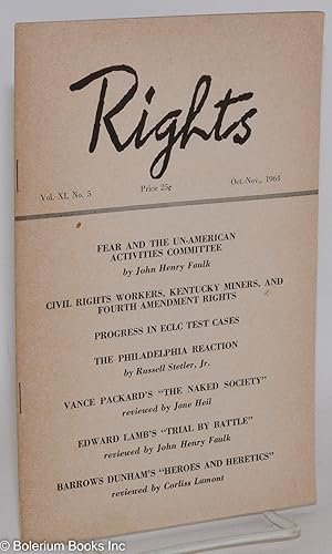 Imagen del vendedor de Rights, Vol. 11, No. 5, Oct-Nov, 1964 a la venta por Bolerium Books Inc.